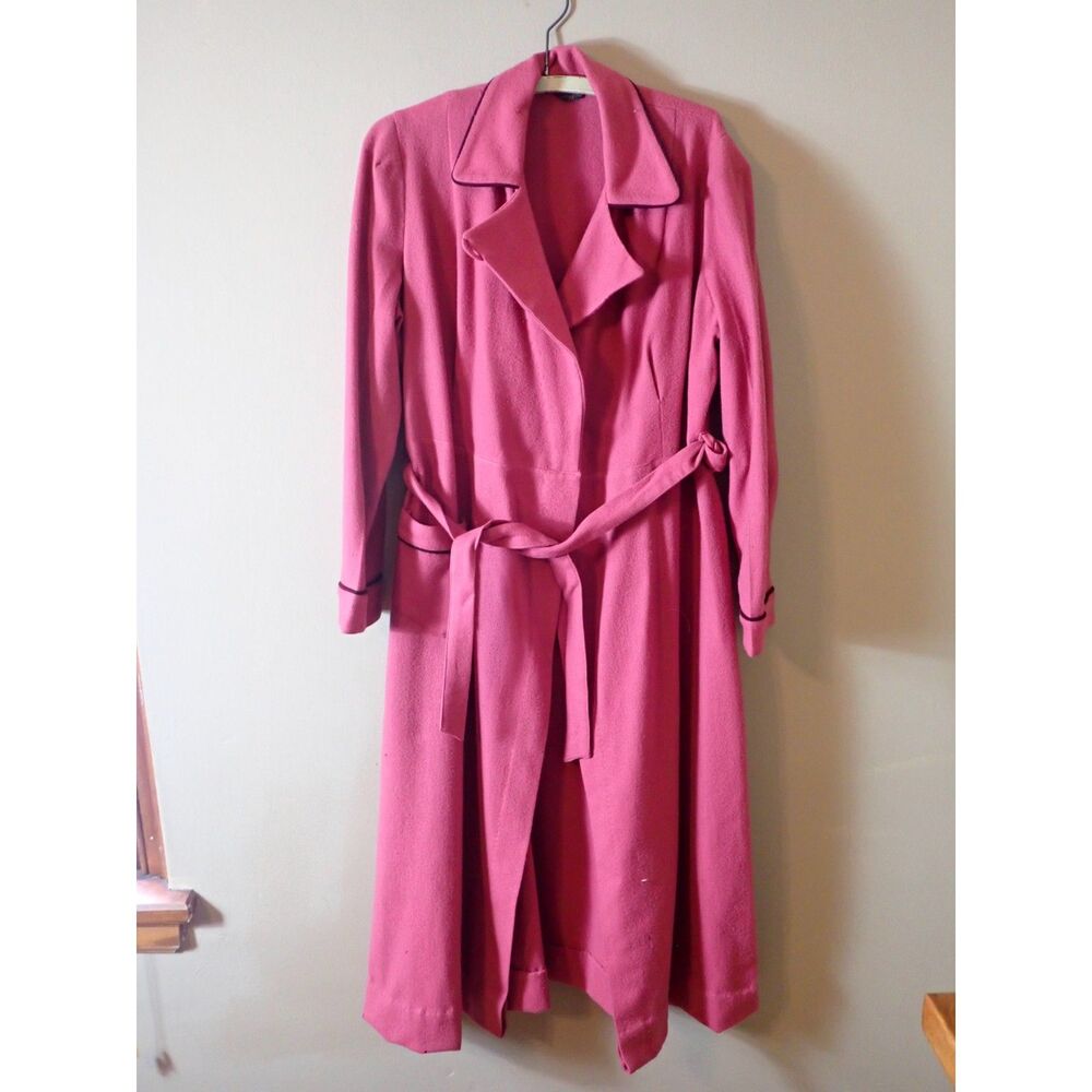 Vintage 40s Parkella Parker Wilder Wool Robe House Jacket USA Belted Blue XL/OS